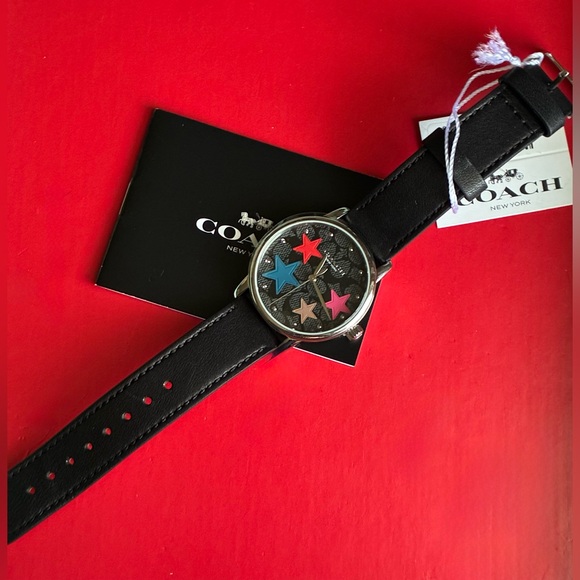 Coach Accessories - COACH Watch,Coach Black Watch with Colorful Stars